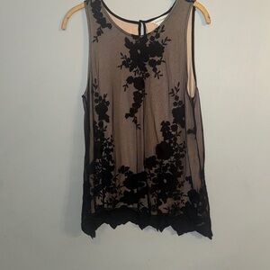 Sundance Top Black Sleeveless Lace Top Mesh Lace Layered Size Medium S